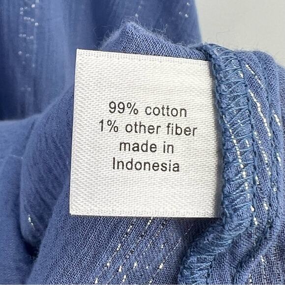 Lane Bryant blouse women's 22 faux wrap flutter sleeve stripe blue silver - Picture 7 of 9